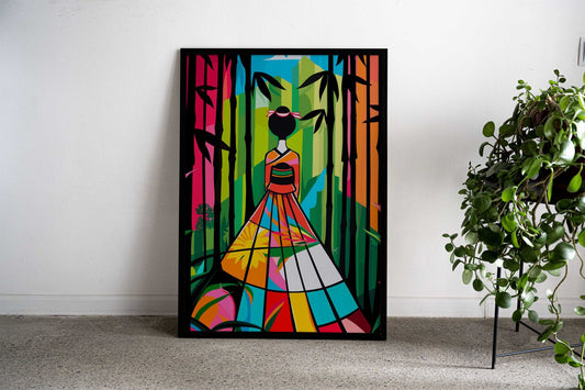 Bamboo Floral Kimono Asian Style Poster | Wall Art for Home & Office | High-Quality Print