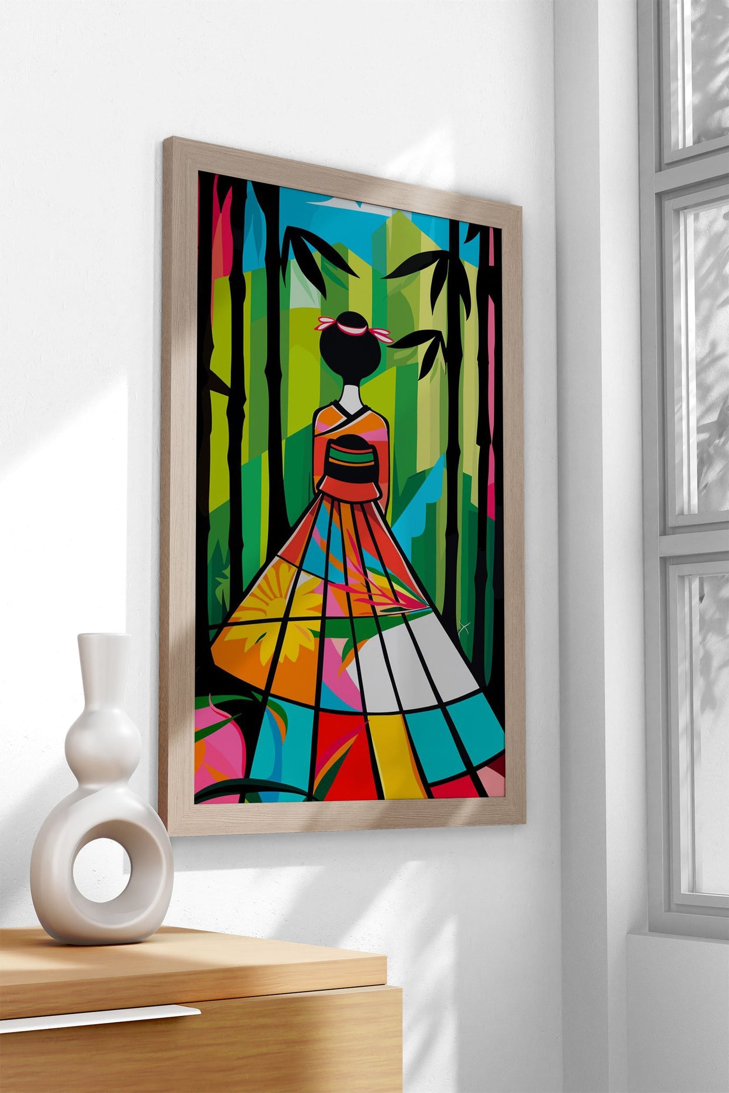 Bamboo Floral Kimono Asian Style Poster | Wall Art for Home & Office | High-Quality Print