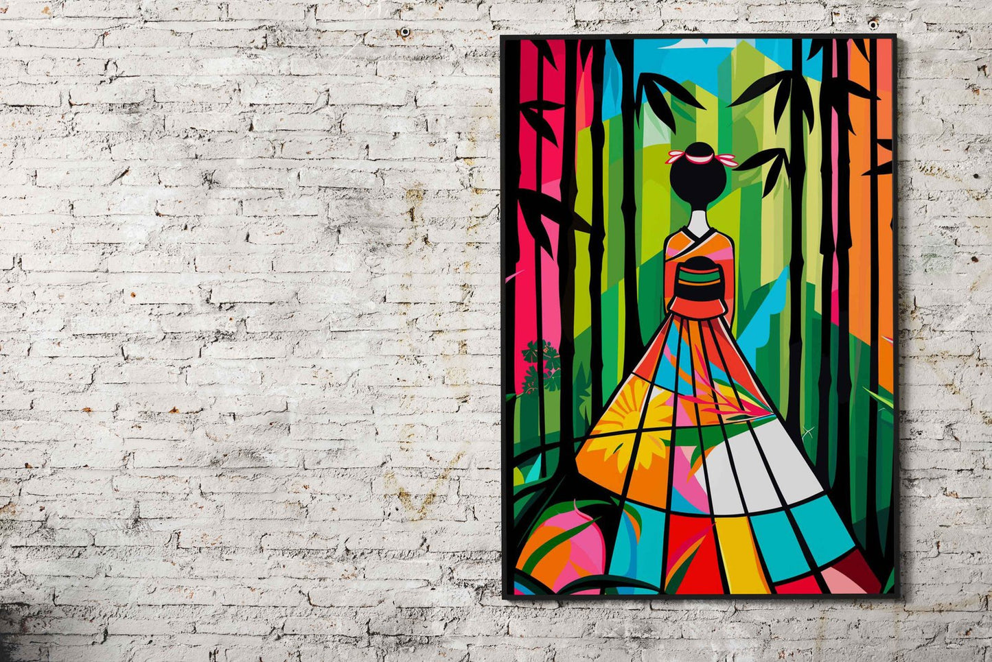 Bamboo Floral Kimono Asian Style Poster | Wall Art for Home & Office | High-Quality Print