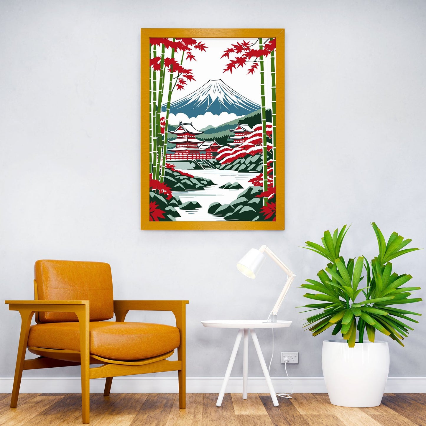 Bamboo Forest Mount Fuji Asian Style Poster | Wall Art for Home & Office | High-Quality Print