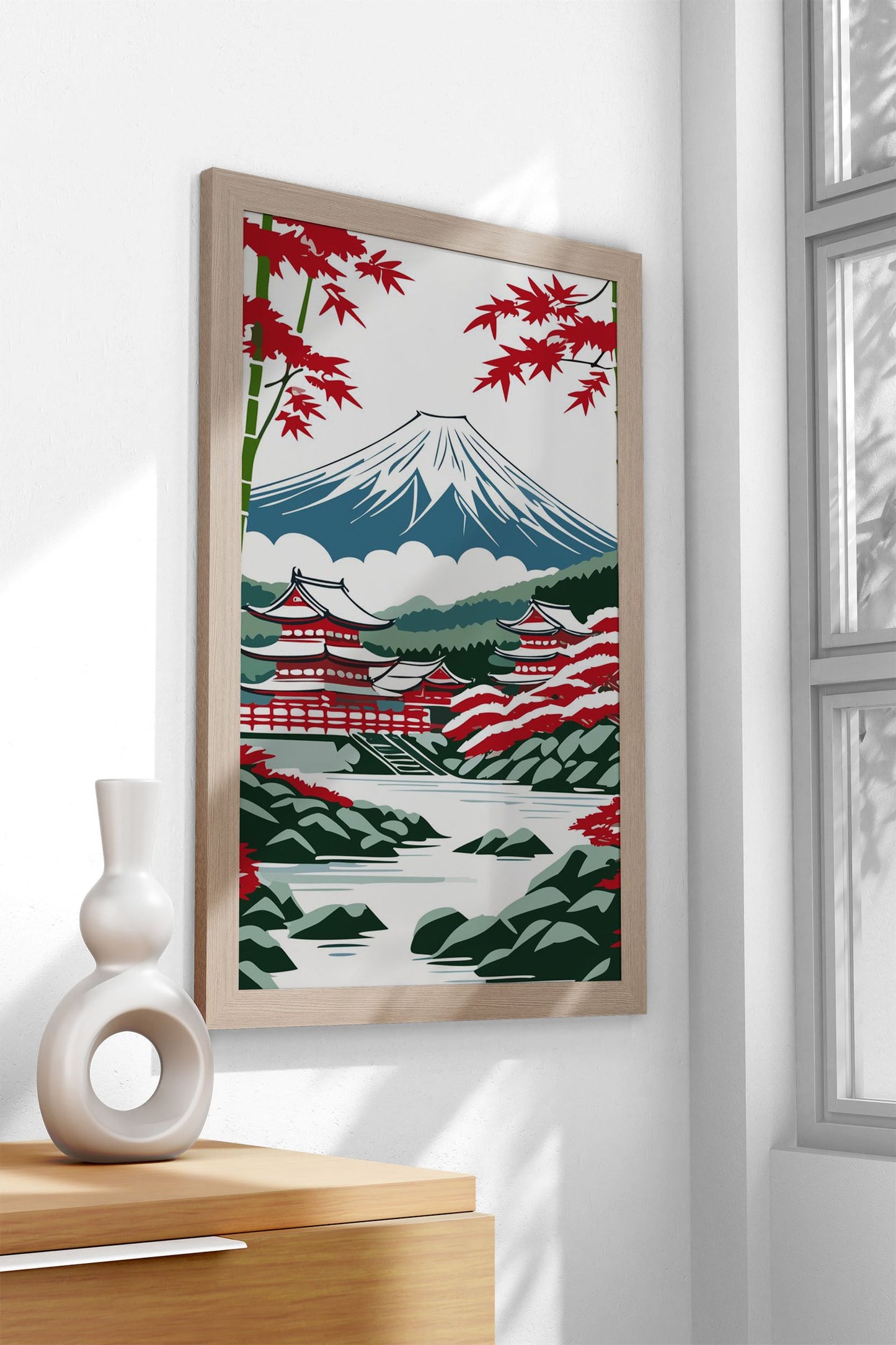 Bamboo Forest Mount Fuji Asian Style Poster | Wall Art for Home & Office | High-Quality Print