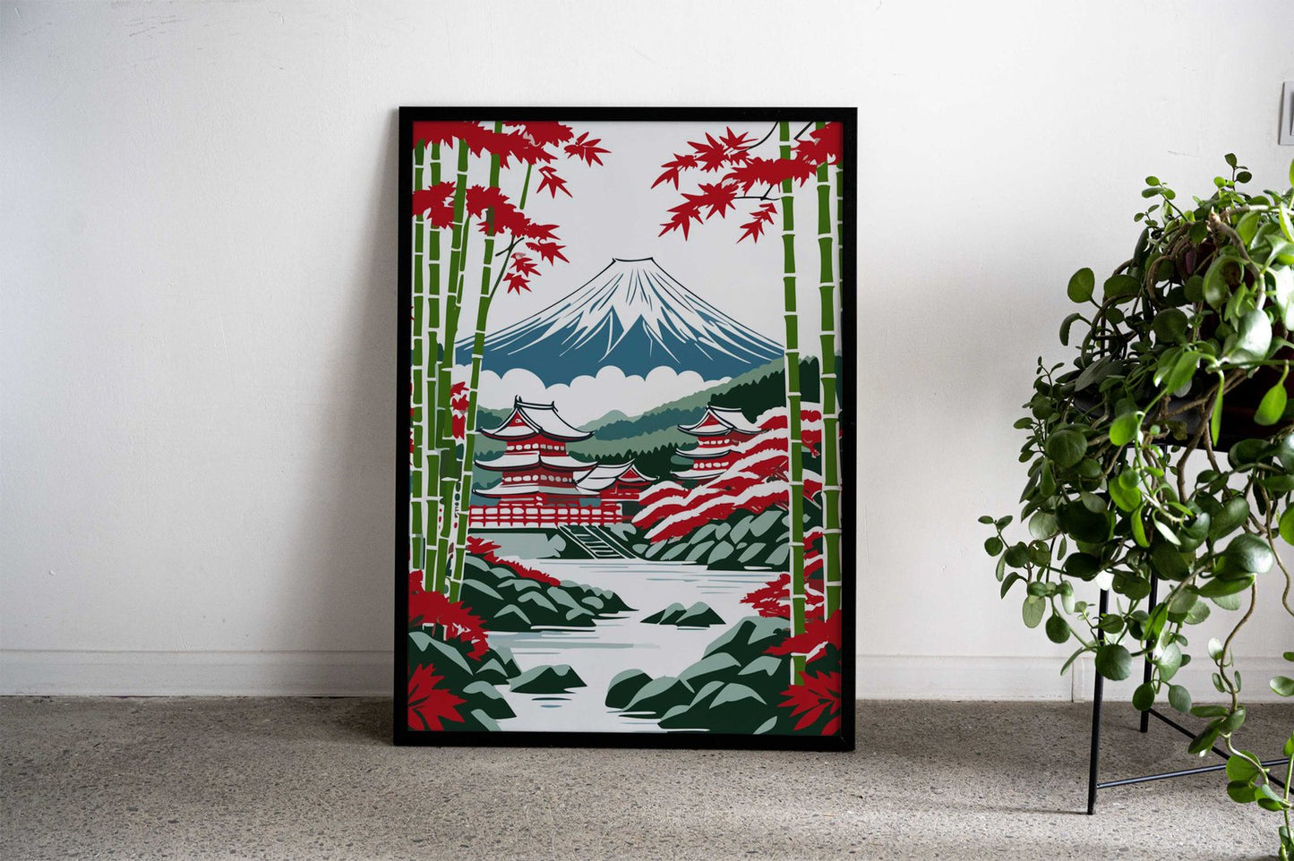 Bamboo Forest Mount Fuji Asian Style Poster | Wall Art for Home & Office | High-Quality Print