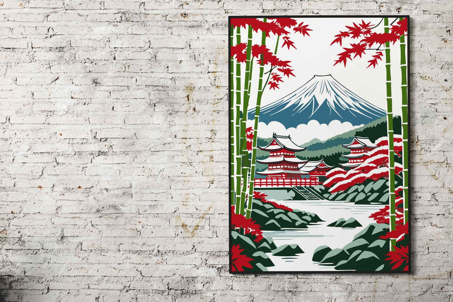 Bamboo Forest Mount Fuji Asian Style Poster | Wall Art for Home & Office | High-Quality Print