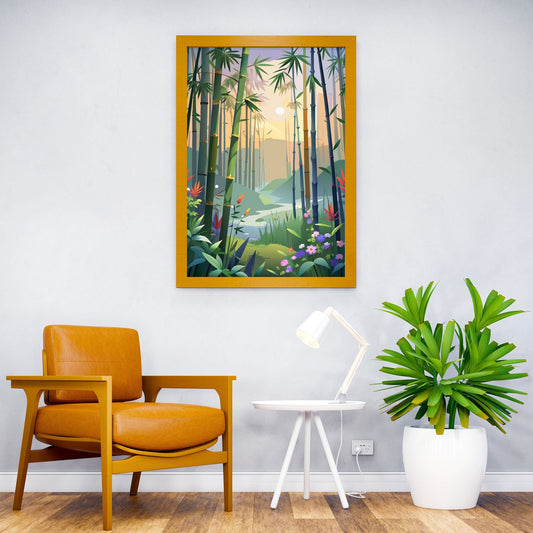 Bamboo Forest Sunset Asian Style Poster | Wall Art for Home & Office | High-Quality Print