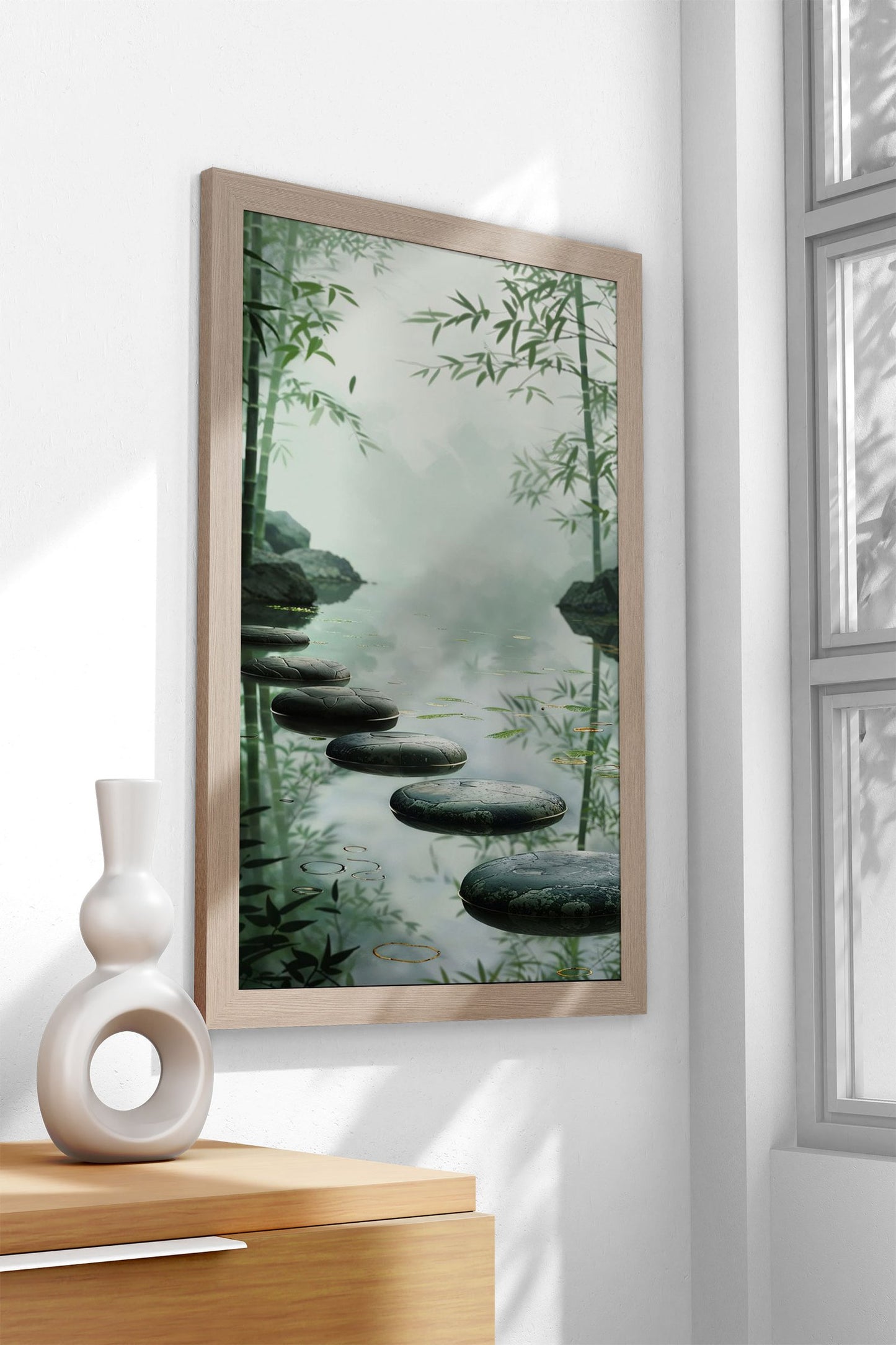 Bamboo Harmony Steps Asian Style Poster | Wall Art for Home & Office | High-Quality Print