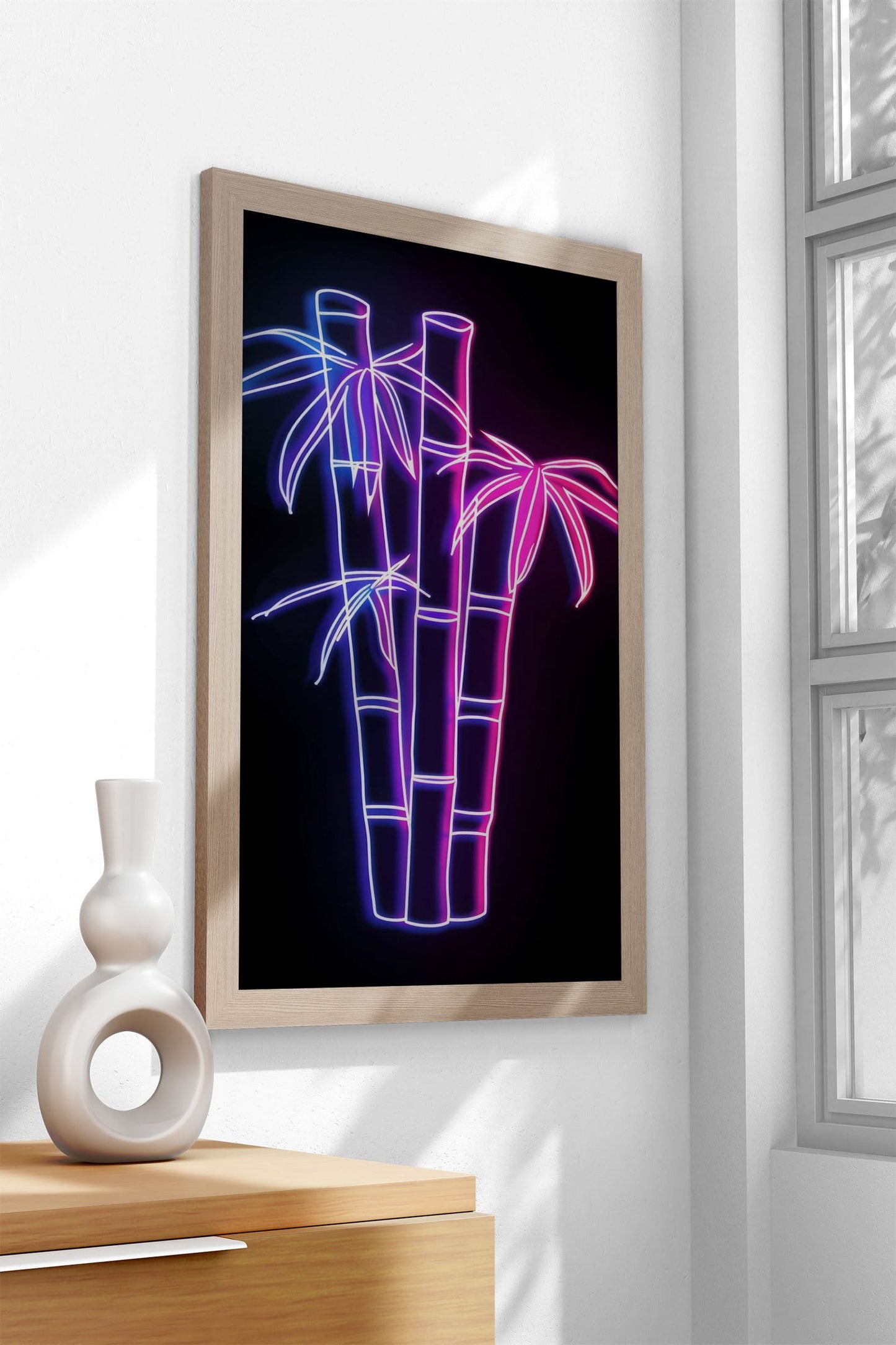 Bamboo Japan Neon Asian Style Poster | Wall Art for Home & Office | High-Quality Print