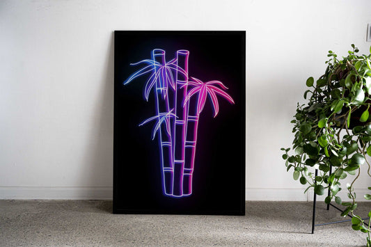Bamboo Japan Neon Asian Style Poster | Wall Art for Home & Office | High-Quality Print