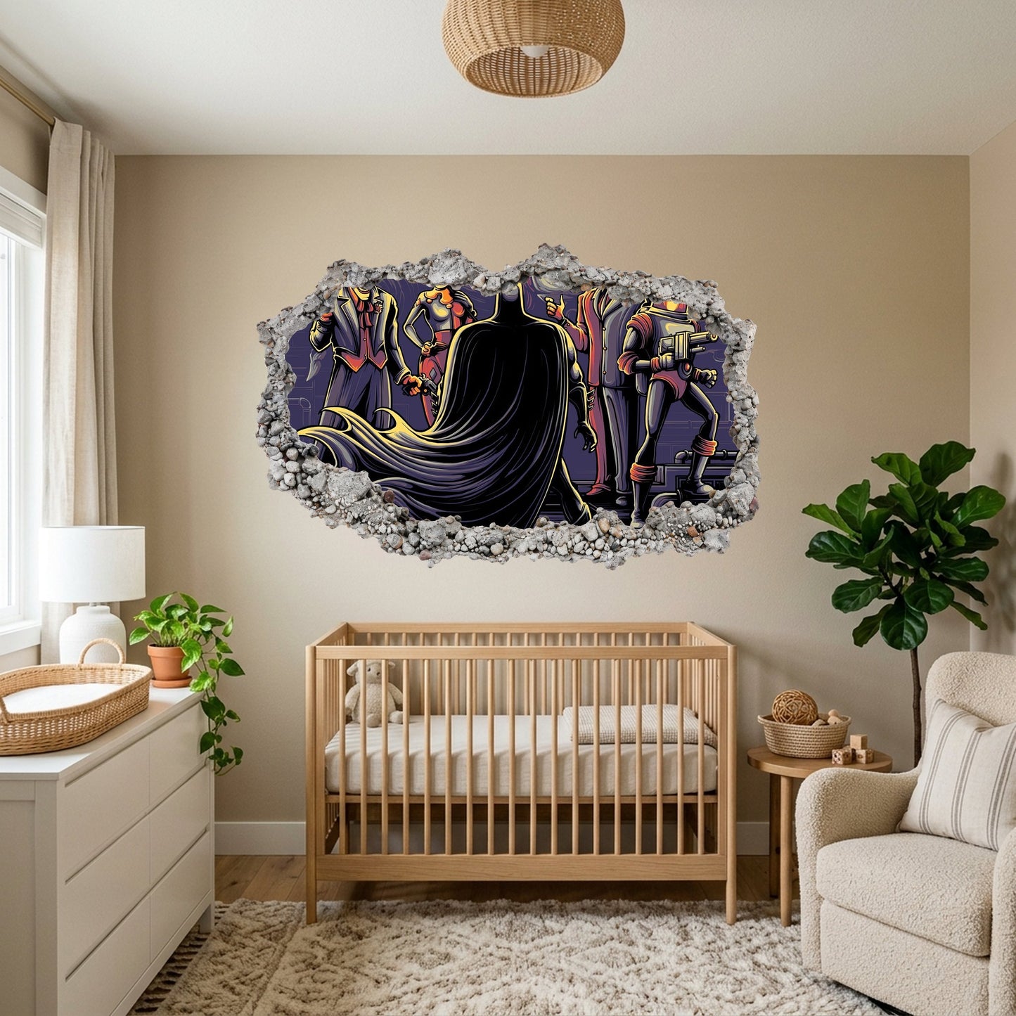 Batman Animated Series Smashed Brick Decal 3D Wall Hole Decal 049
