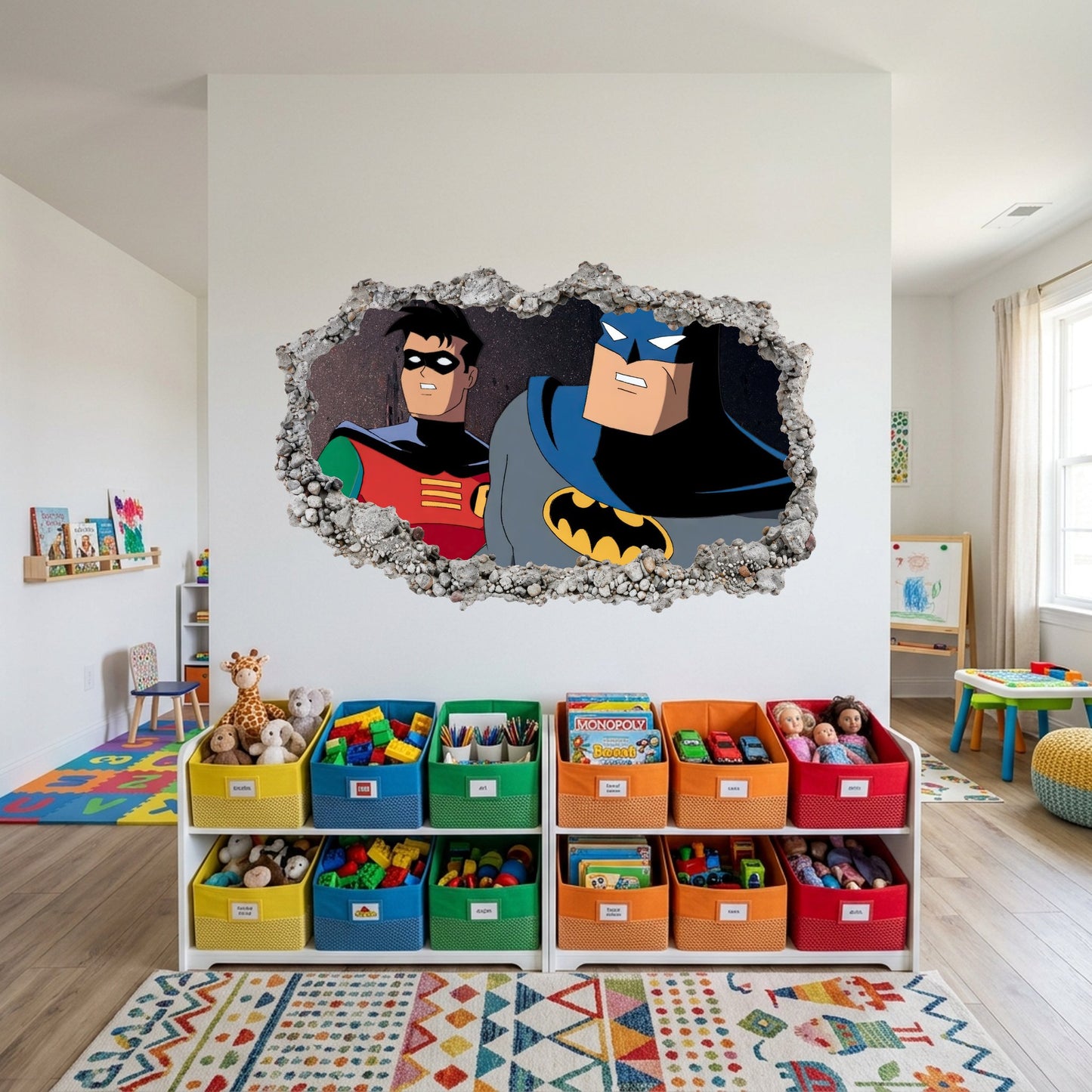 Batman Animated Series Wall Art Sticker 3D Wall Hole Decal 066