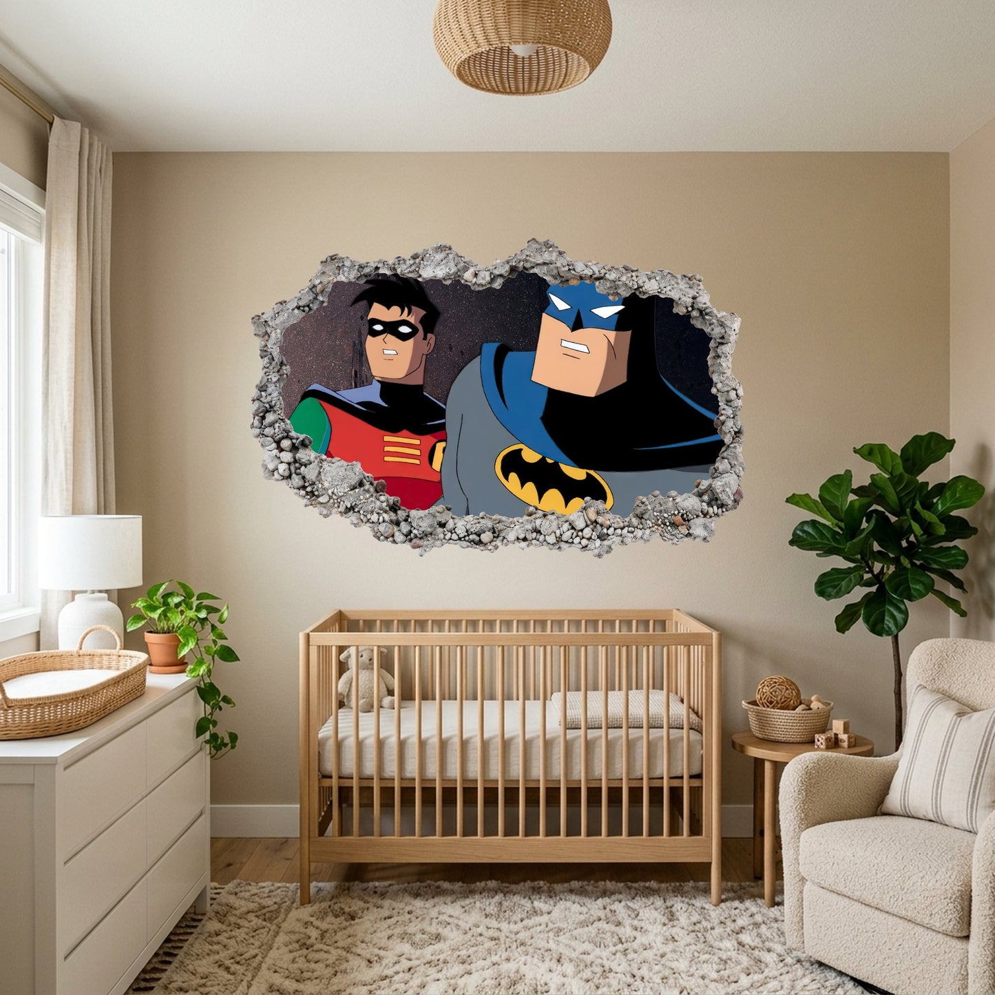 Batman Animated Series Wall Art Sticker 3D Wall Hole Decal 066