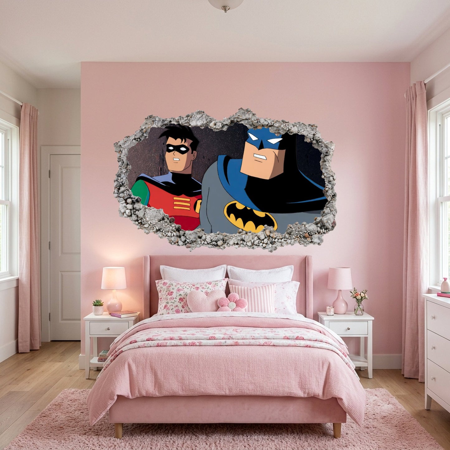 Batman Animated Series Wall Art Sticker 3D Wall Hole Decal 066
