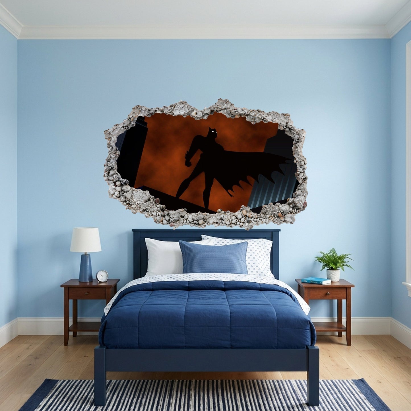 Batman Gotham City Hero 3D Wall Hole Decal Nursery Wall Art 057