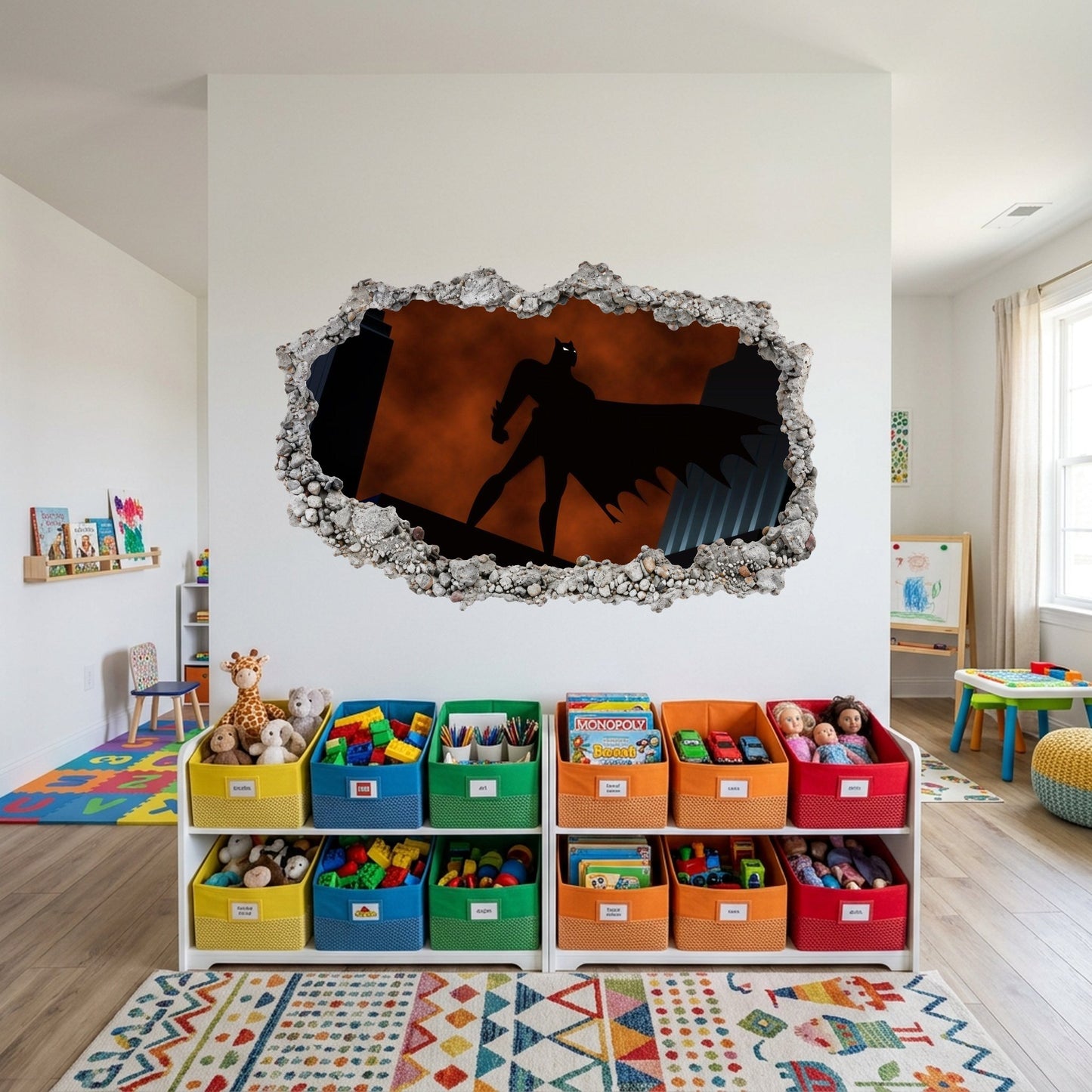 Batman Gotham City Hero 3D Wall Hole Decal Nursery Wall Art 057