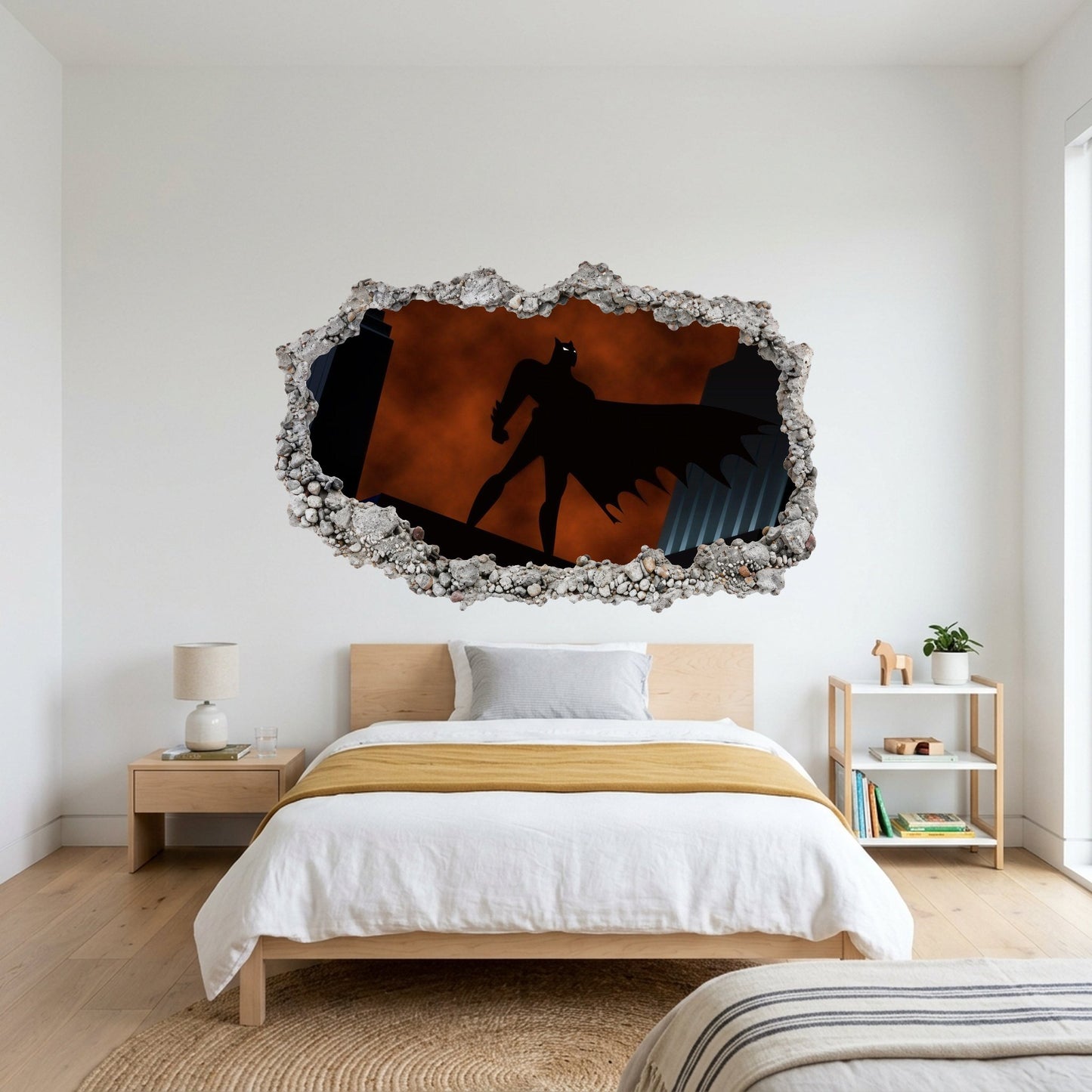 Batman Gotham City Hero 3D Wall Hole Decal Nursery Wall Art 057