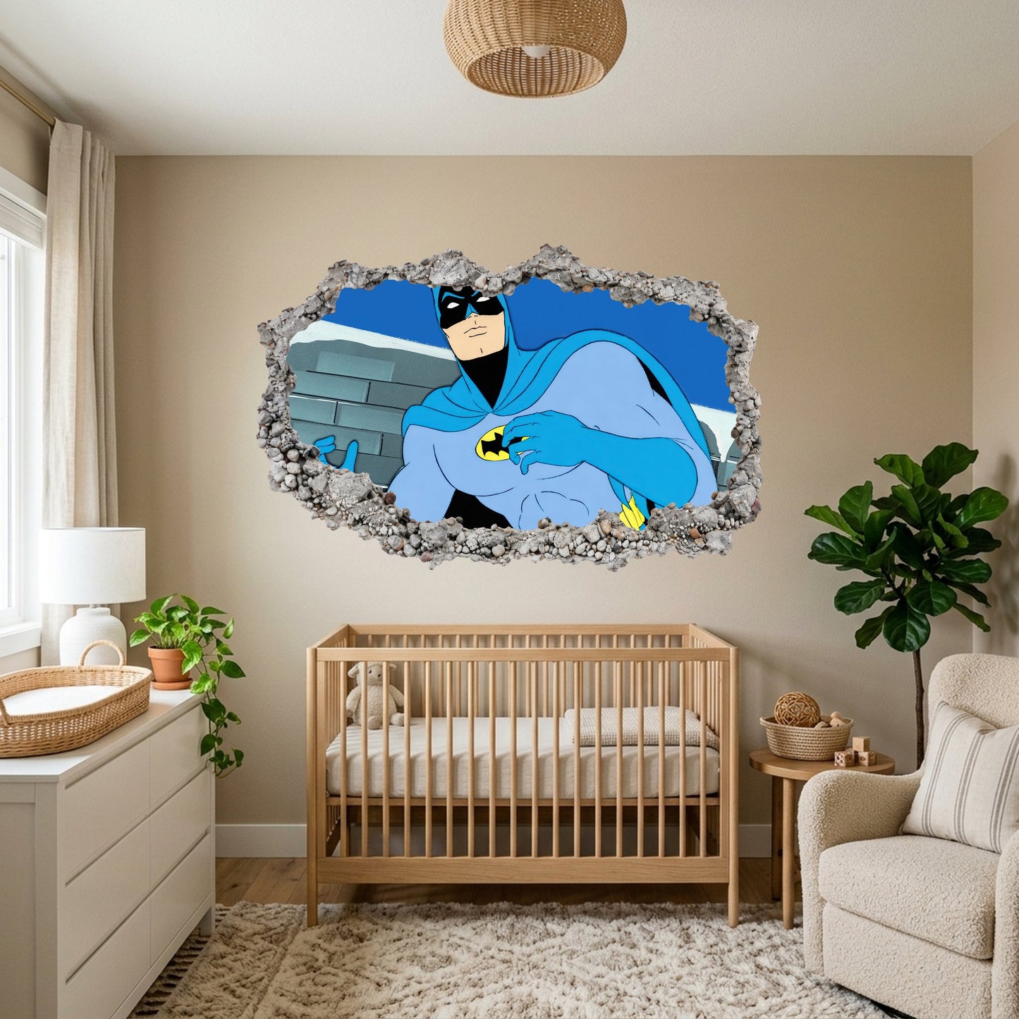 Batman Gotham City Hero Smashed Brick Decal Playroom Art Decal 065