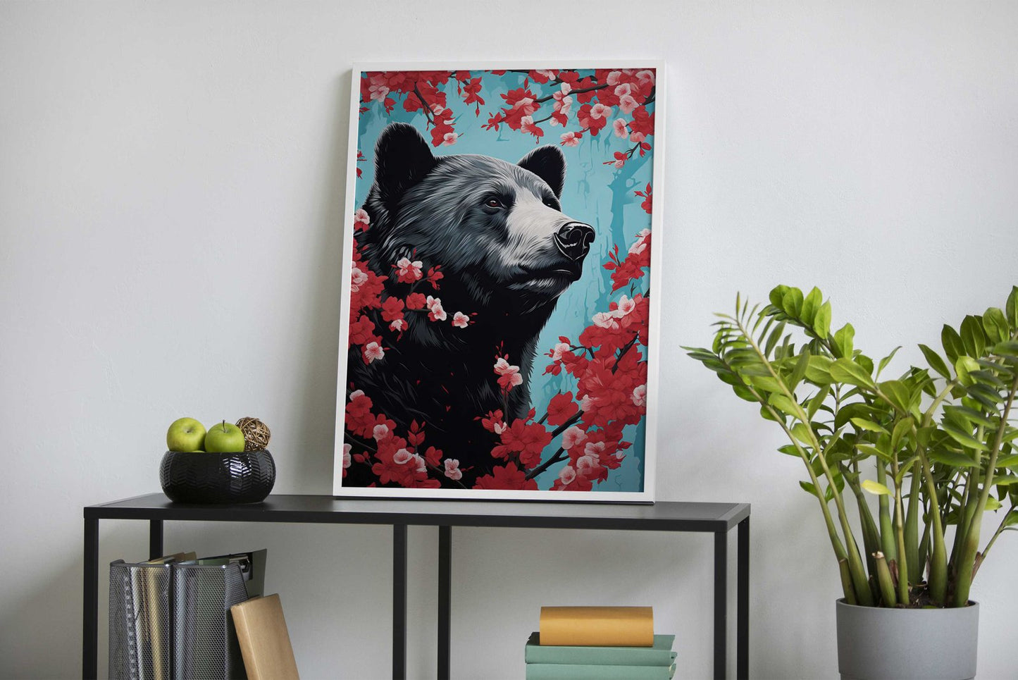 Bear Cherry Blossum Asian Style Poster | Wall Art for Home & Office | High-Quality Print
