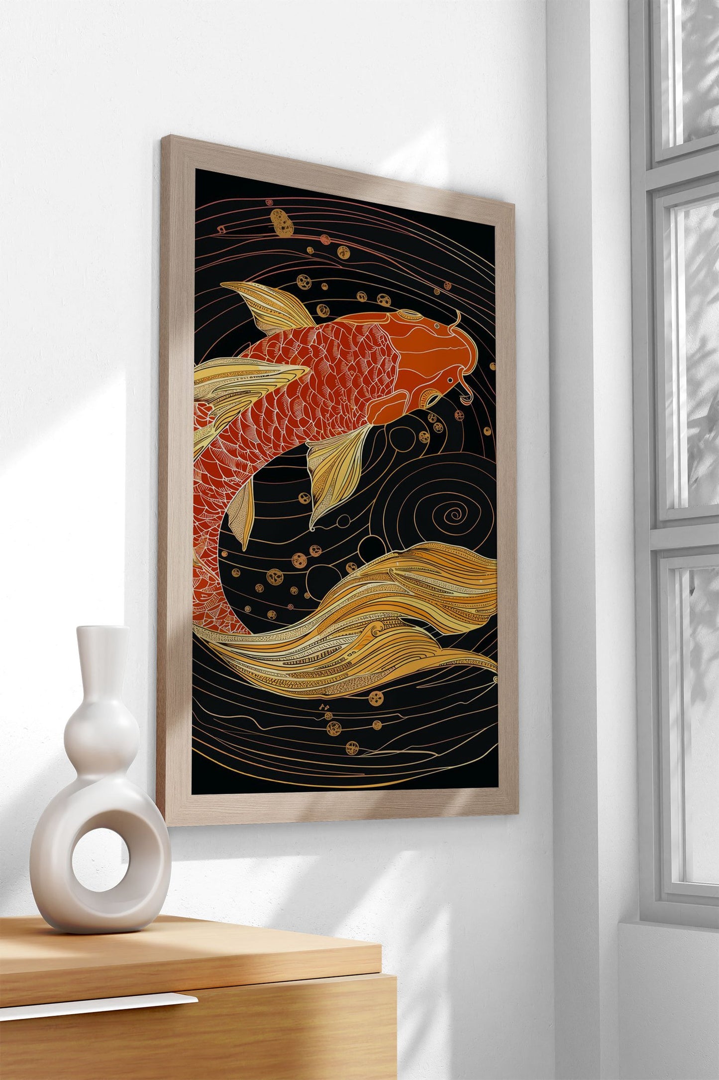 Beautiful Red and Gold Koi Asian Style Poster | Wall Art for Home & Office | High-Quality Print