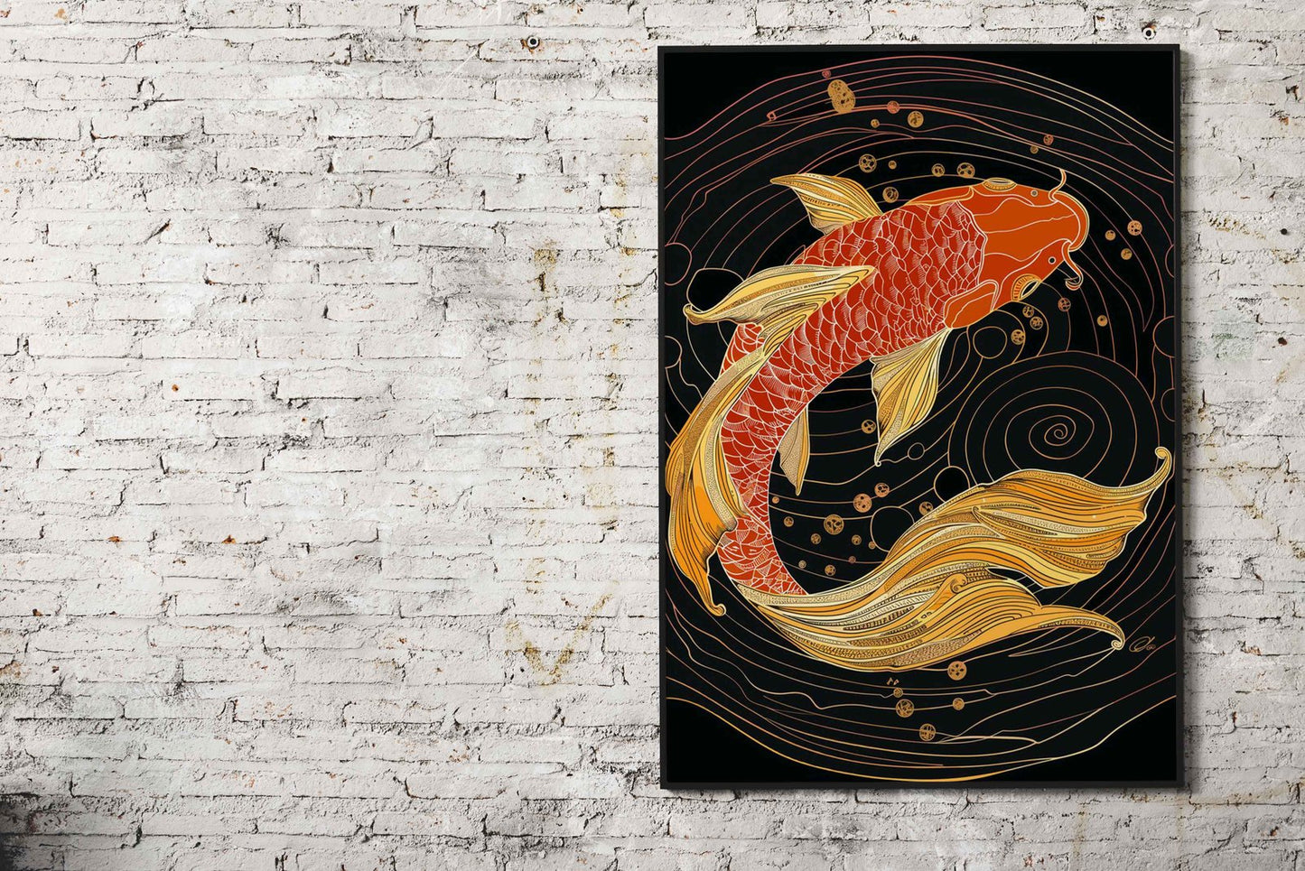 Beautiful Red and Gold Koi Asian Style Poster | Wall Art for Home & Office | High-Quality Print
