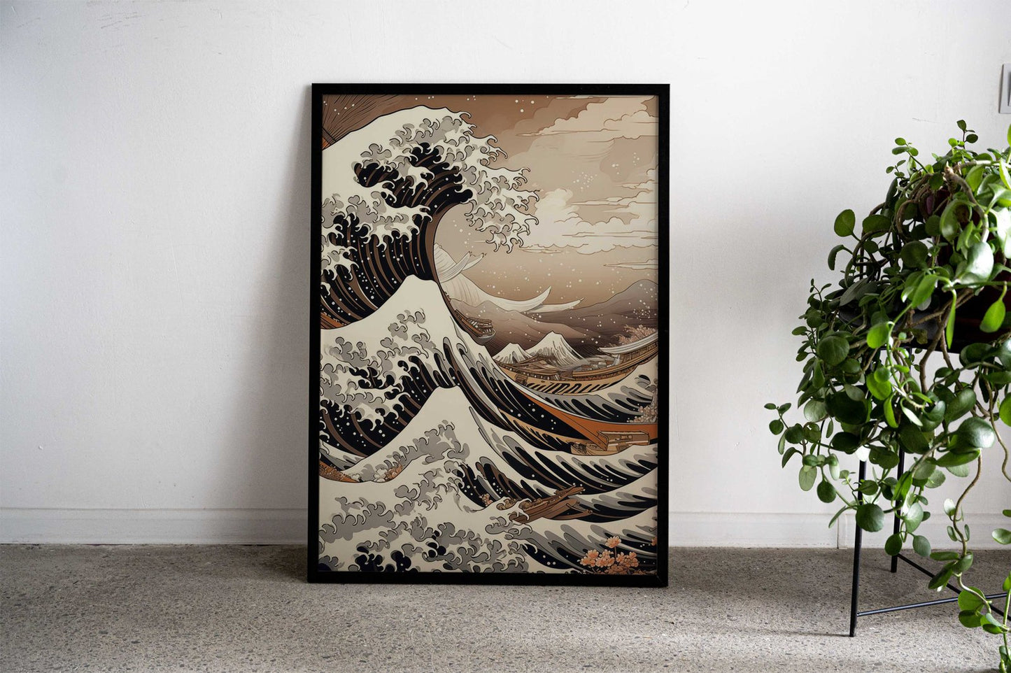 Big Wave Beach Asian Style Poster | Wall Art for Home & Office | High-Quality Print