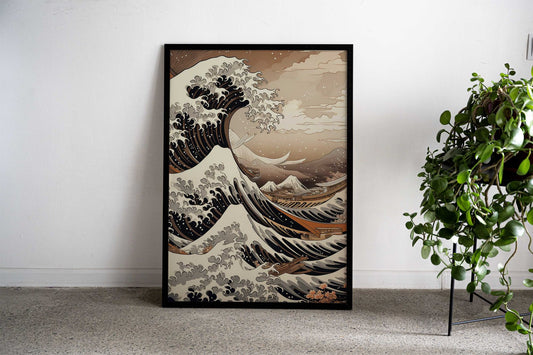 Big Wave Beach Asian Style Poster | Wall Art for Home & Office | High-Quality Print