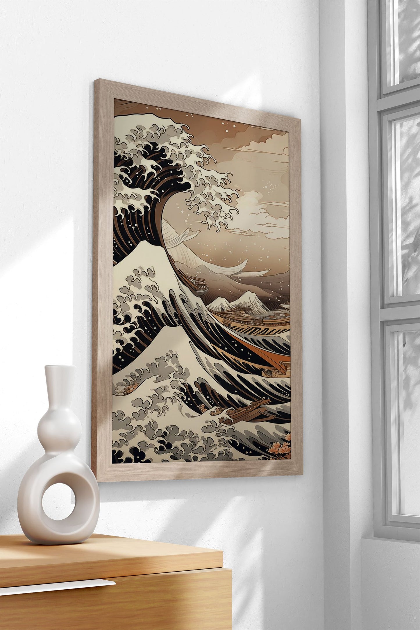 Big Wave Beach Asian Style Poster | Wall Art for Home & Office | High-Quality Print