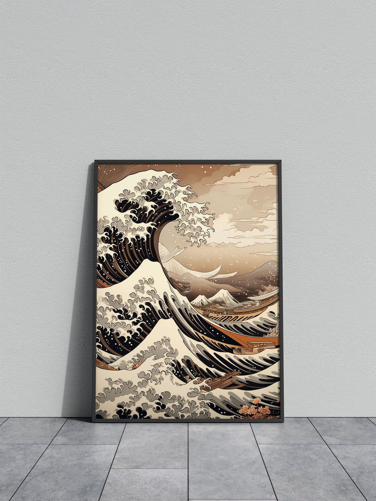 Big Wave Beach Asian Style Poster | Wall Art for Home & Office | High-Quality Print