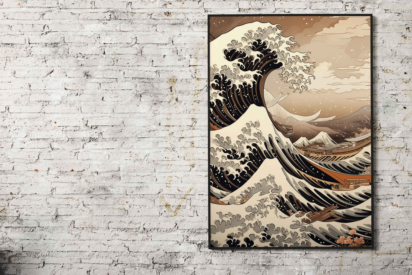 Big Wave Beach Asian Style Poster | Wall Art for Home & Office | High-Quality Print