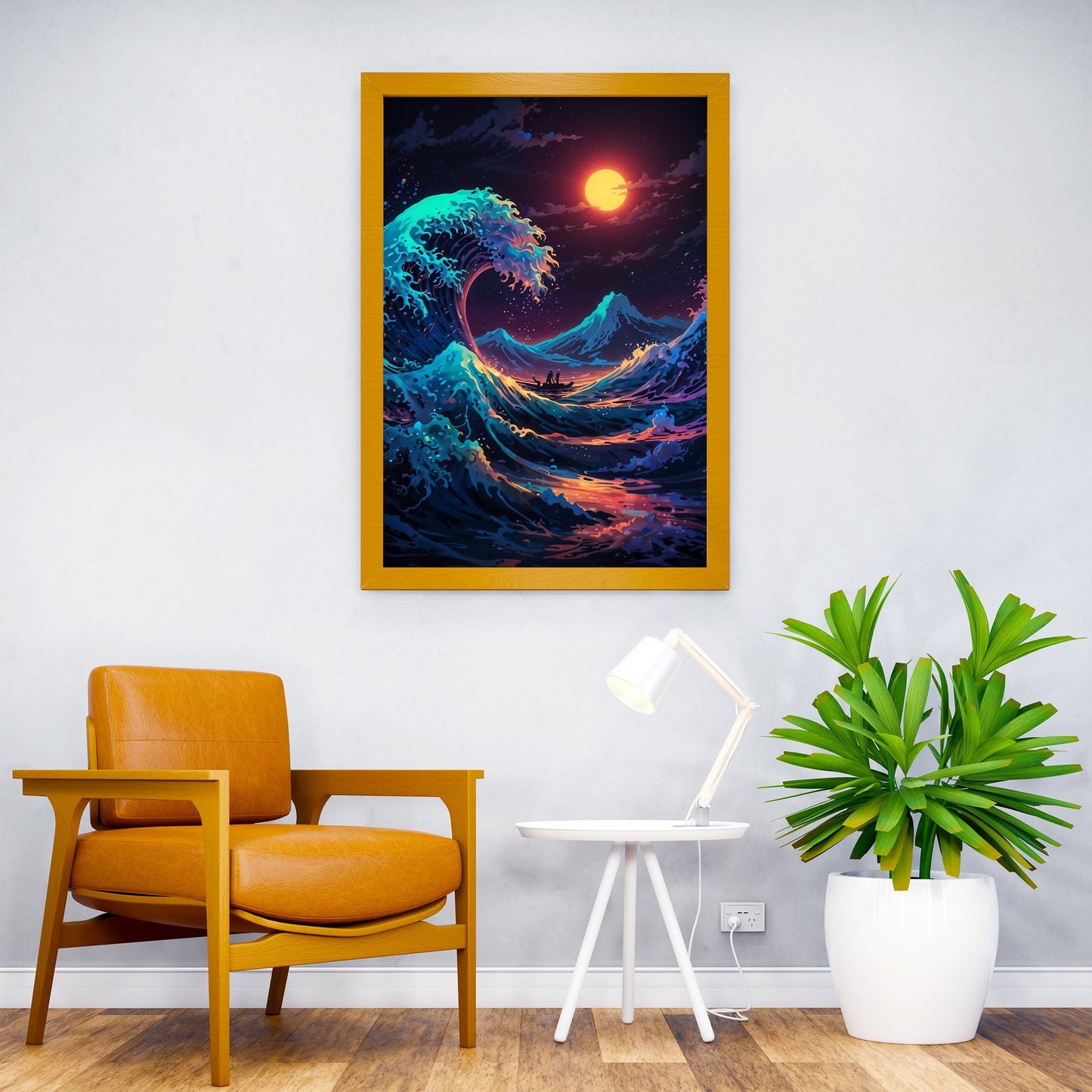 Big Wave Moonlit Voyage Asian Style Poster | Wall Art for Home & Office | High-Quality Print