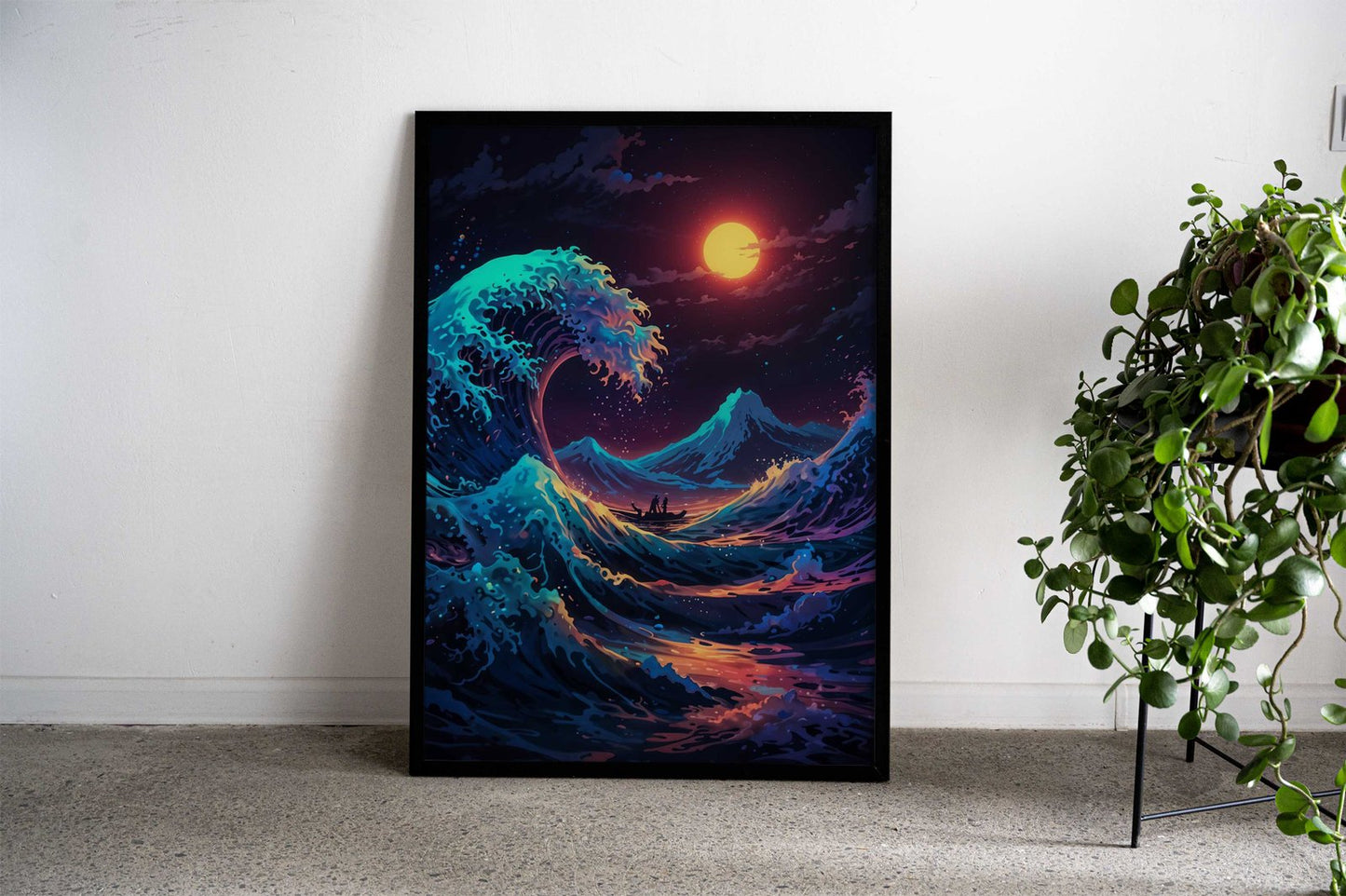 Big Wave Moonlit Voyage Asian Style Poster | Wall Art for Home & Office | High-Quality Print