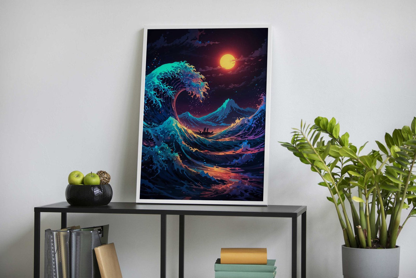 Big Wave Moonlit Voyage Asian Style Poster | Wall Art for Home & Office | High-Quality Print