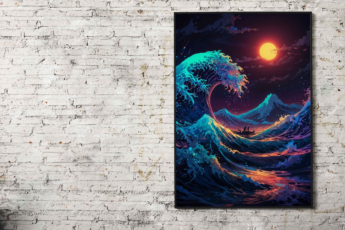 Big Wave Moonlit Voyage Asian Style Poster | Wall Art for Home & Office | High-Quality Print