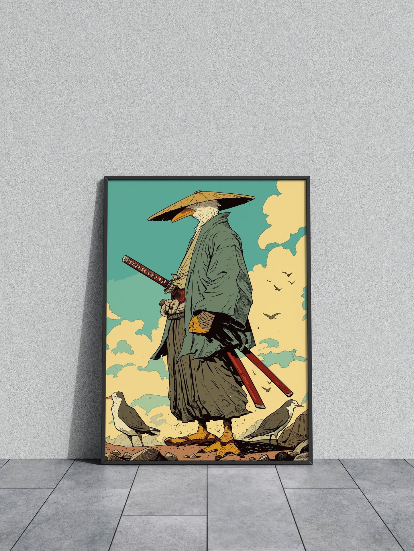Birds Samurai Asian Style Poster | Wall Art for Home & Office | High-Quality Print