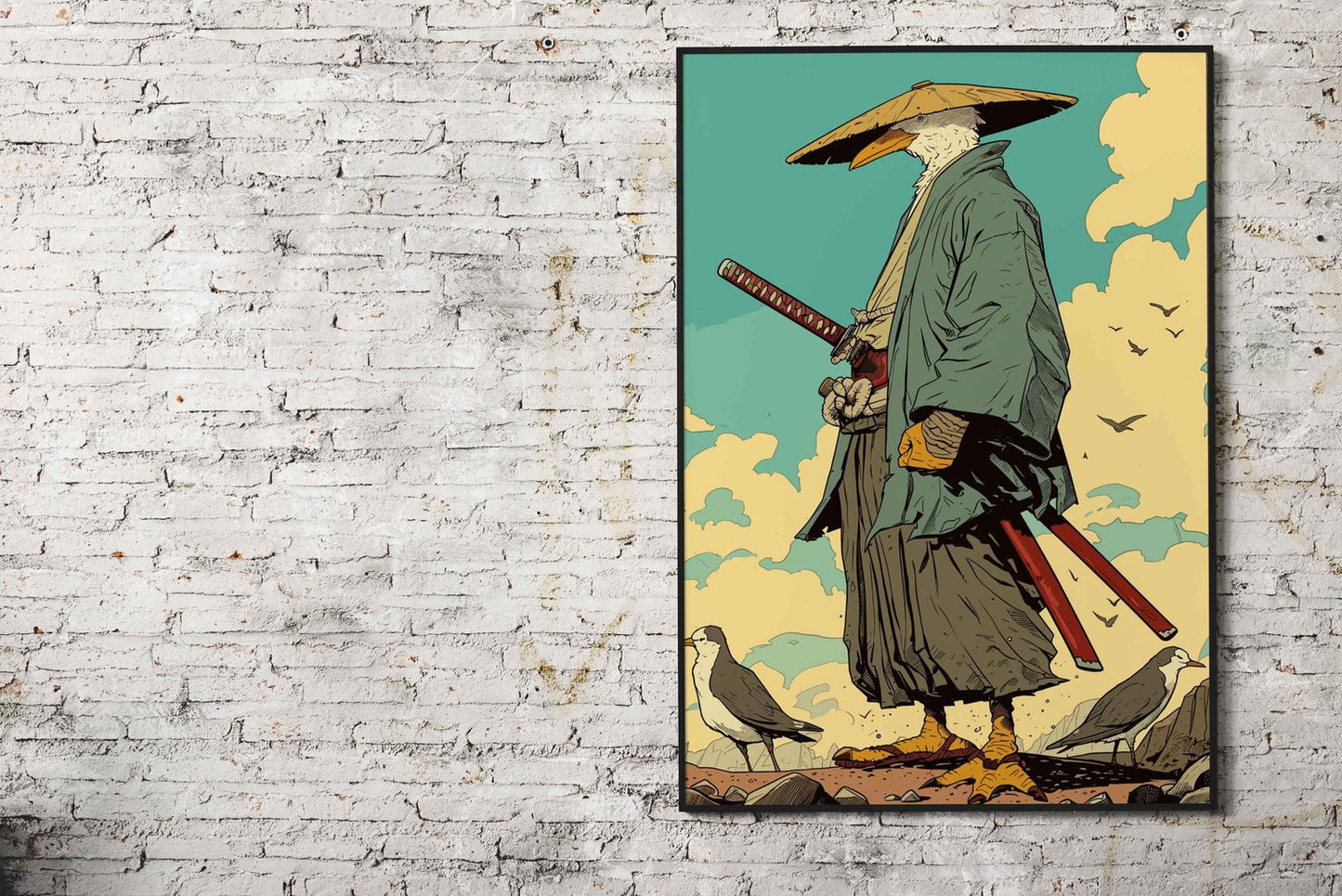 Birds Samurai Asian Style Poster | Wall Art for Home & Office | High-Quality Print