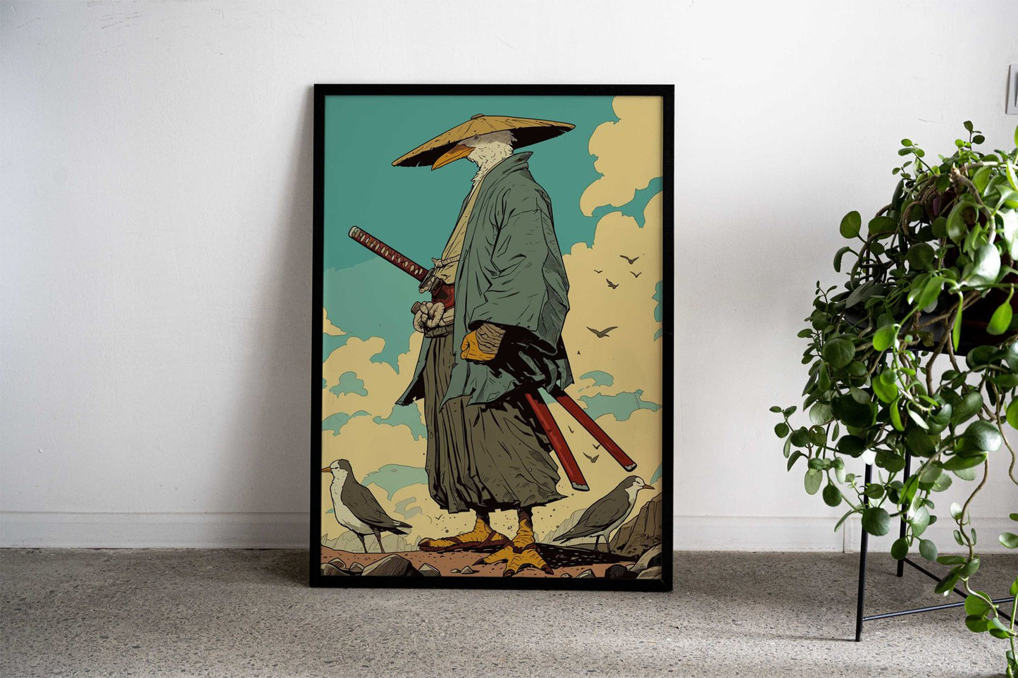 Birds Samurai Asian Style Poster | Wall Art for Home & Office | High-Quality Print