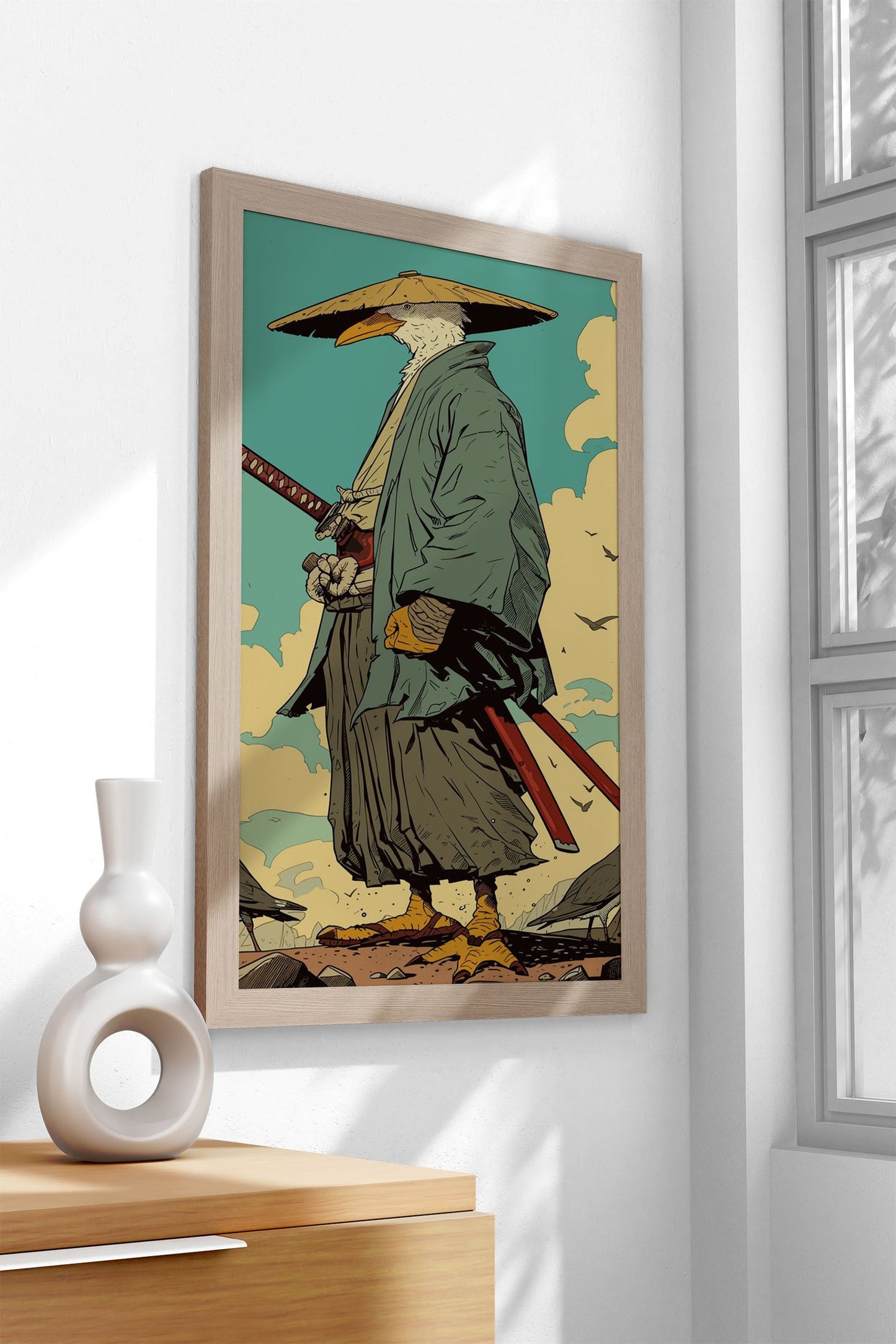 Birds Samurai Asian Style Poster | Wall Art for Home & Office | High-Quality Print