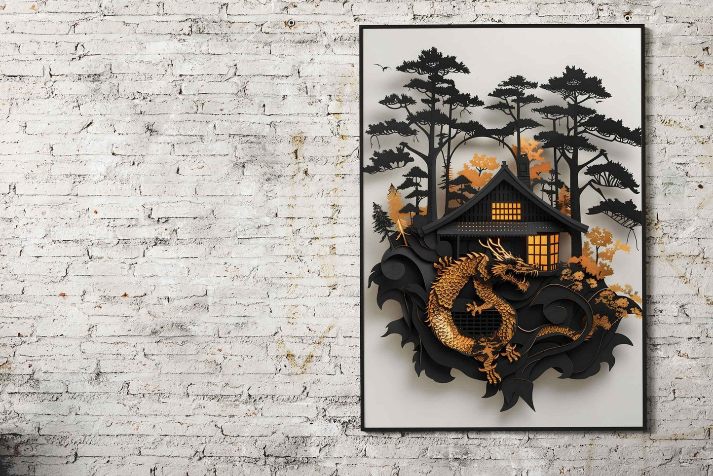 Black And Gold 3D Dragon Asian Style Poster | Wall Art for Home & Office | High-Quality Print