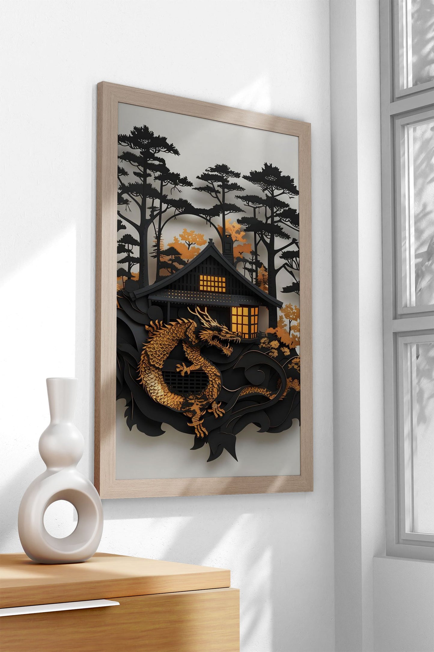 Black And Gold 3D Dragon Asian Style Poster | Wall Art for Home & Office | High-Quality Print