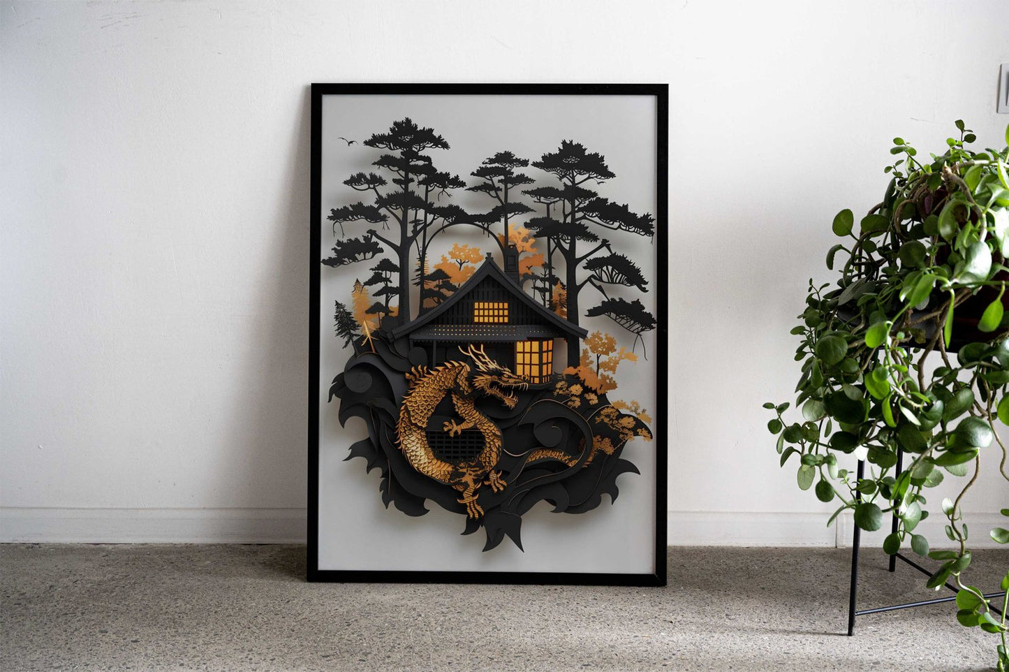 Black And Gold 3D Dragon Asian Style Poster | Wall Art for Home & Office | High-Quality Print