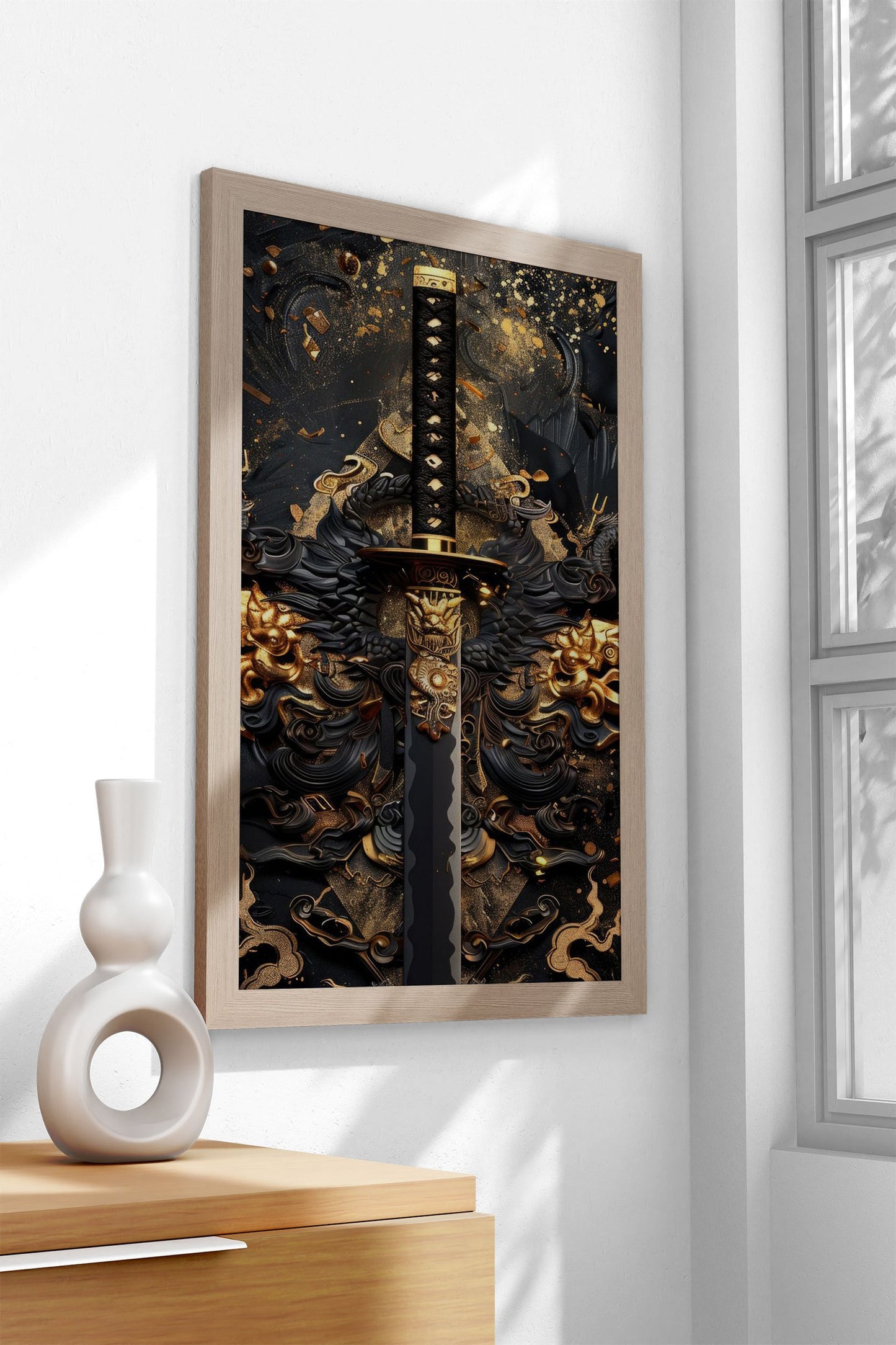 Black And Gold Katana Asian Style Poster | Wall Art for Home & Office | High-Quality Print