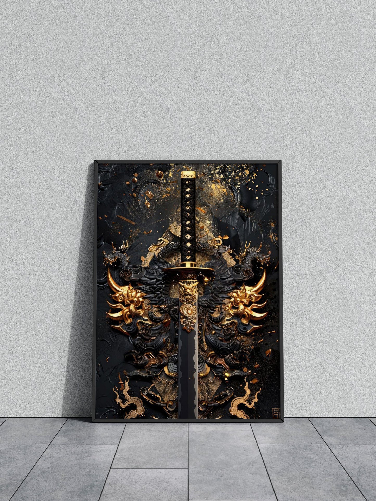 Black And Gold Katana Asian Style Poster | Wall Art for Home & Office | High-Quality Print