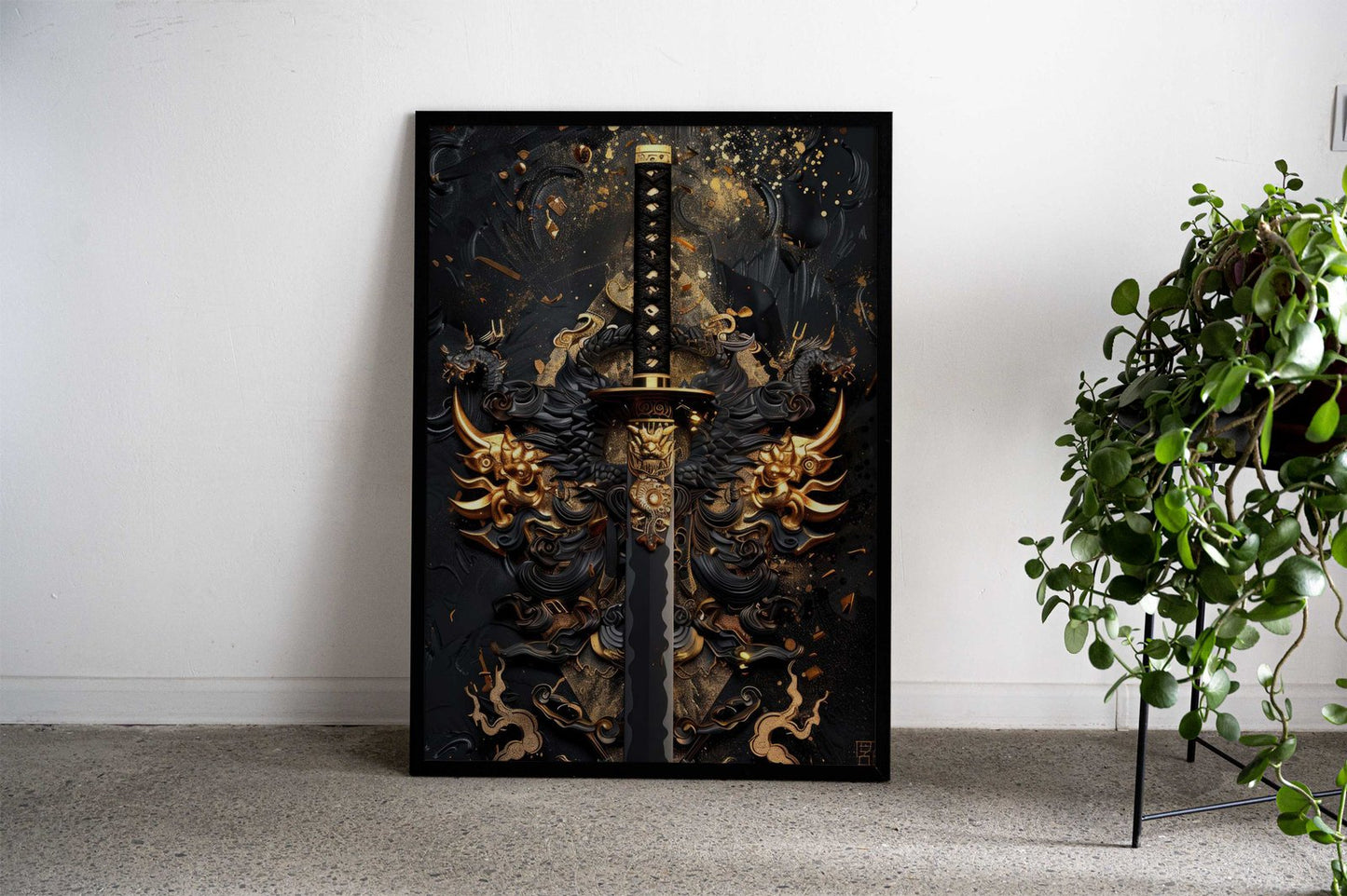 Black And Gold Katana Asian Style Poster | Wall Art for Home & Office | High-Quality Print