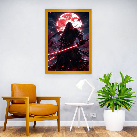 Black Bloodmoon Samurai Asian Style Poster | Wall Art for Home & Office | High-Quality Print