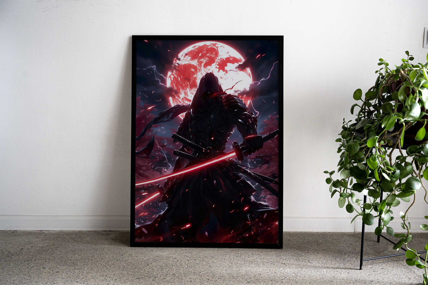 Black Bloodmoon Samurai Asian Style Poster | Wall Art for Home & Office | High-Quality Print