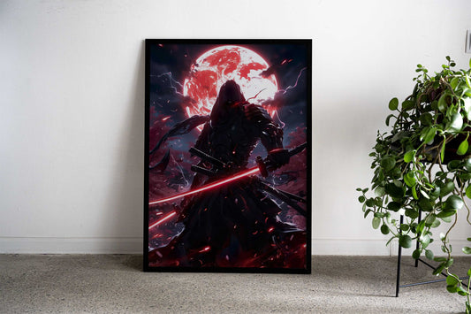Black Bloodmoon Samurai Asian Style Poster | Wall Art for Home & Office | High-Quality Print