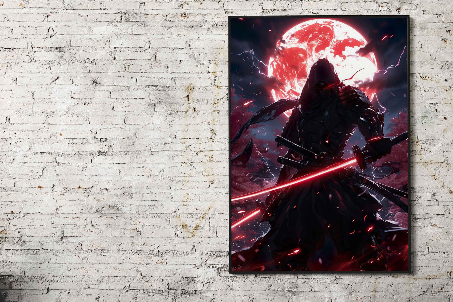 Black Bloodmoon Samurai Asian Style Poster | Wall Art for Home & Office | High-Quality Print