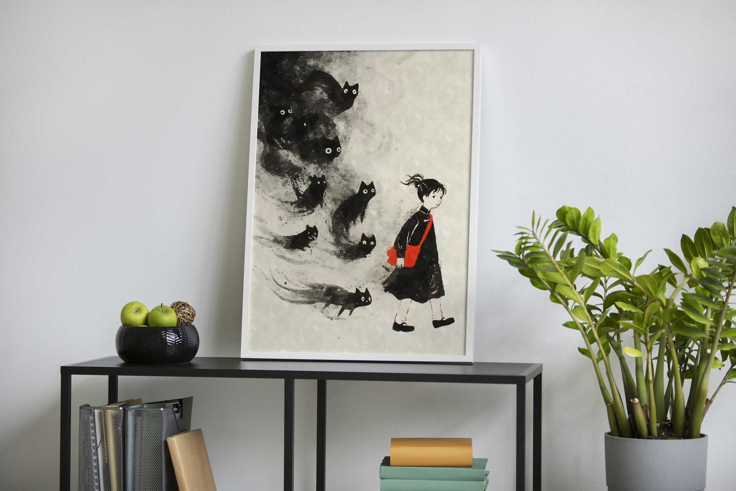Black Cat Ghosts Yokai Asian Style Poster | Wall Art for Home & Office | High-Quality Print