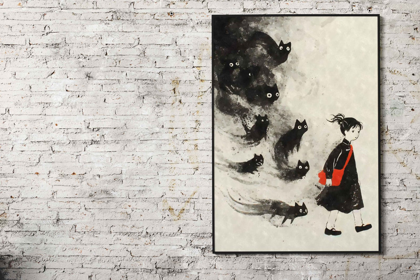 Black Cat Ghosts Yokai Asian Style Poster | Wall Art for Home & Office | High-Quality Print