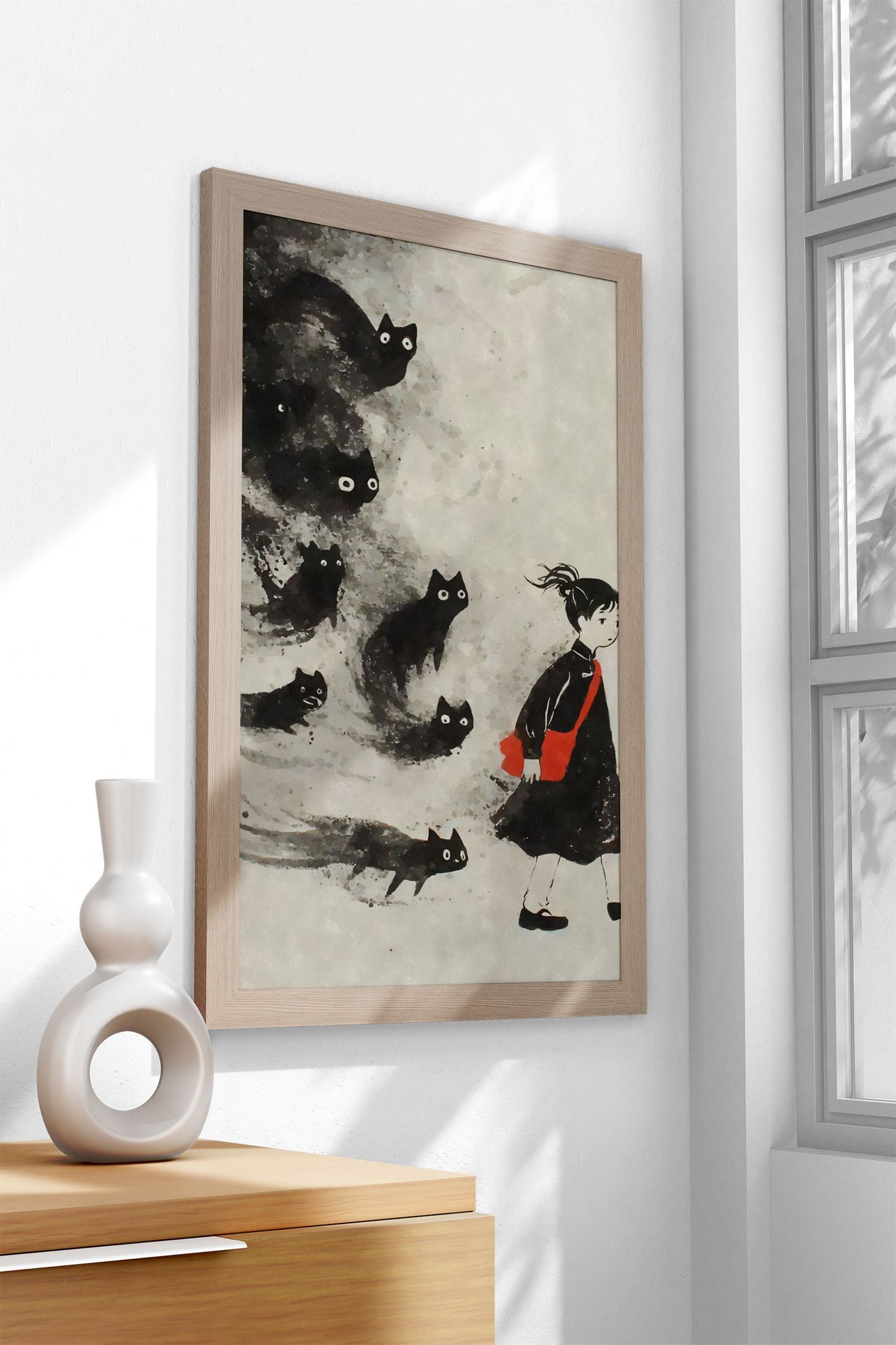 Black Cat Ghosts Yokai Asian Style Poster | Wall Art for Home & Office | High-Quality Print