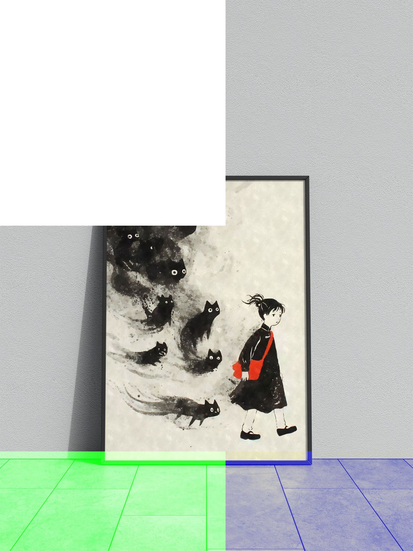 Black Cat Ghosts Yokai Asian Style Poster | Wall Art for Home & Office | High-Quality Print