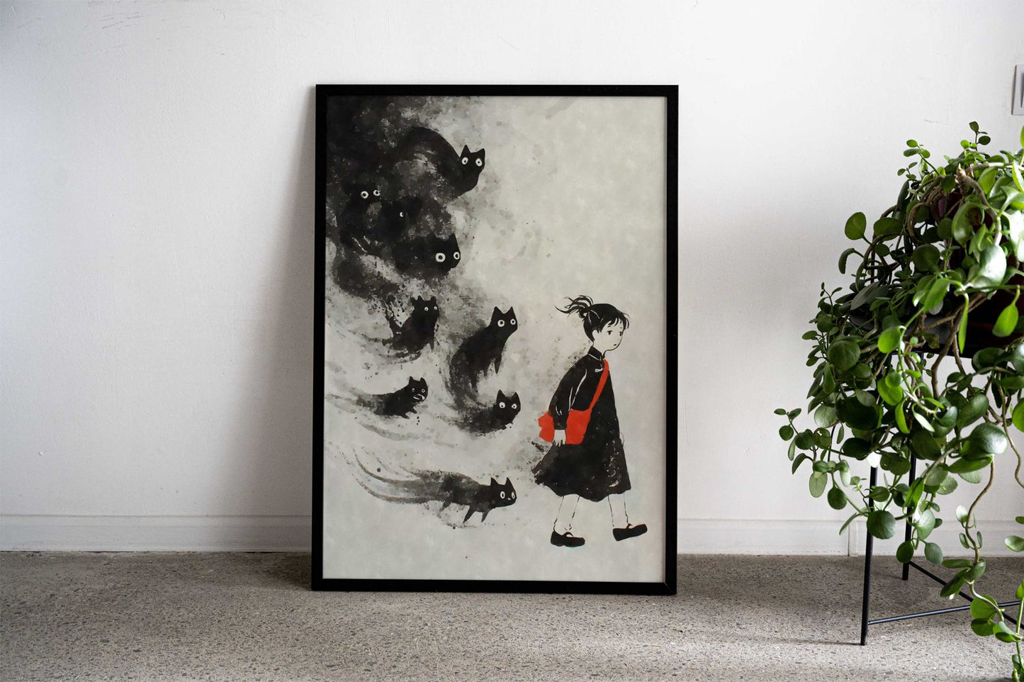 Black Cat Ghosts Yokai Asian Style Poster | Wall Art for Home & Office | High-Quality Print